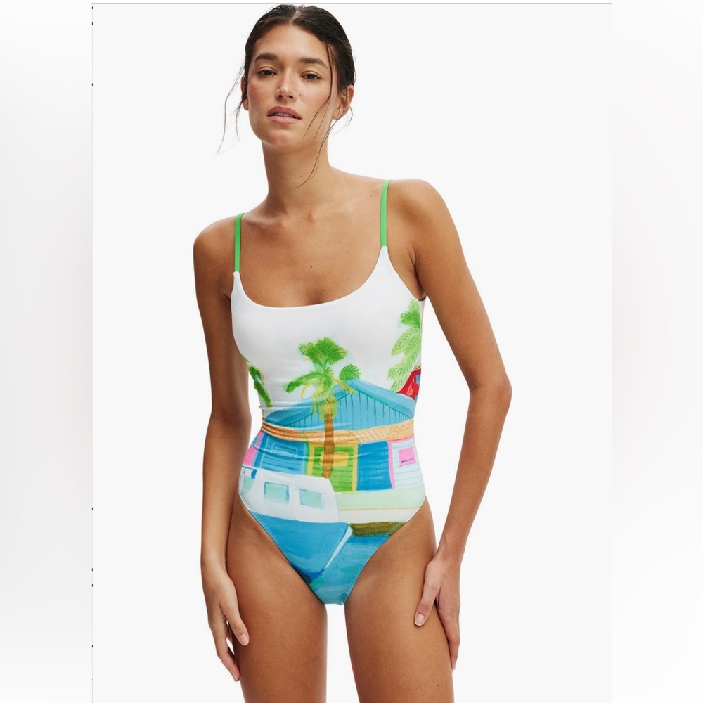 COTTON ON BODY Thin Strap Low Scoop One Piece Swimsuit NWT